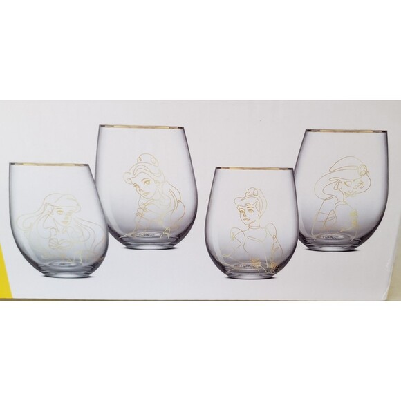 NEW Joy Jolt Disney Princess Sketched Stemless Drinking Glasses - Open Box - Picture 2 of 11